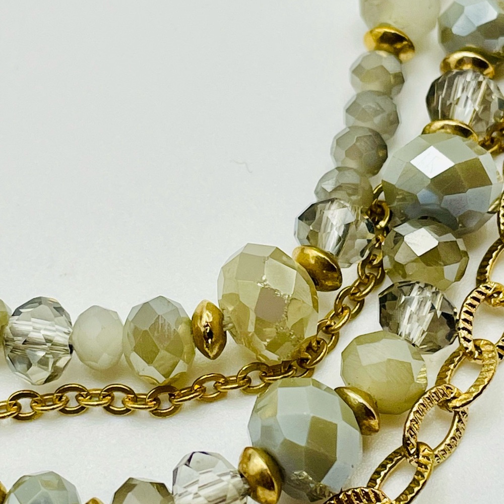 Gray Beaded Multi Row Drape Layered Necklace. Gol… - image 7